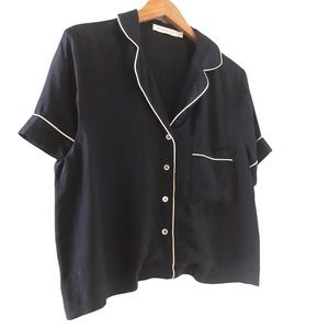 Dark Navy Pj Button Up Blouse